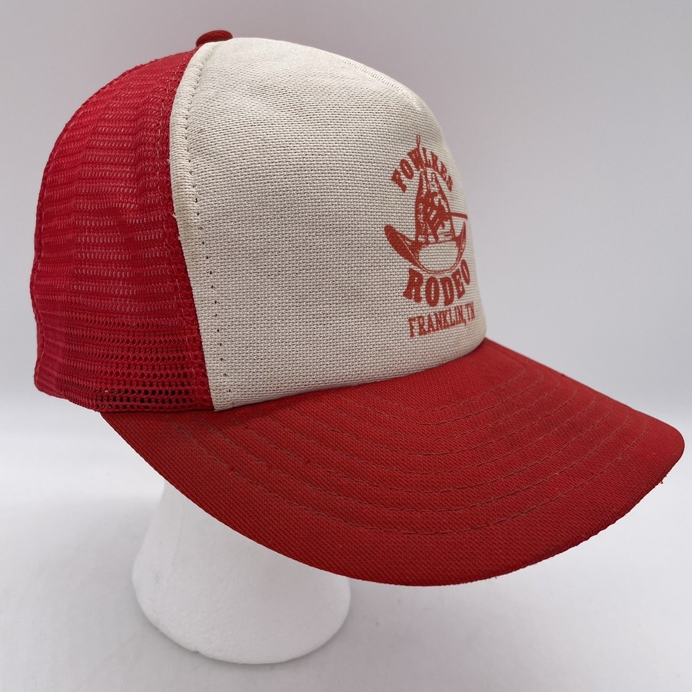 Vintage 80's Western SnapBack Hat Mesh Back Rodeo Graphic Red Franklin Tennessee